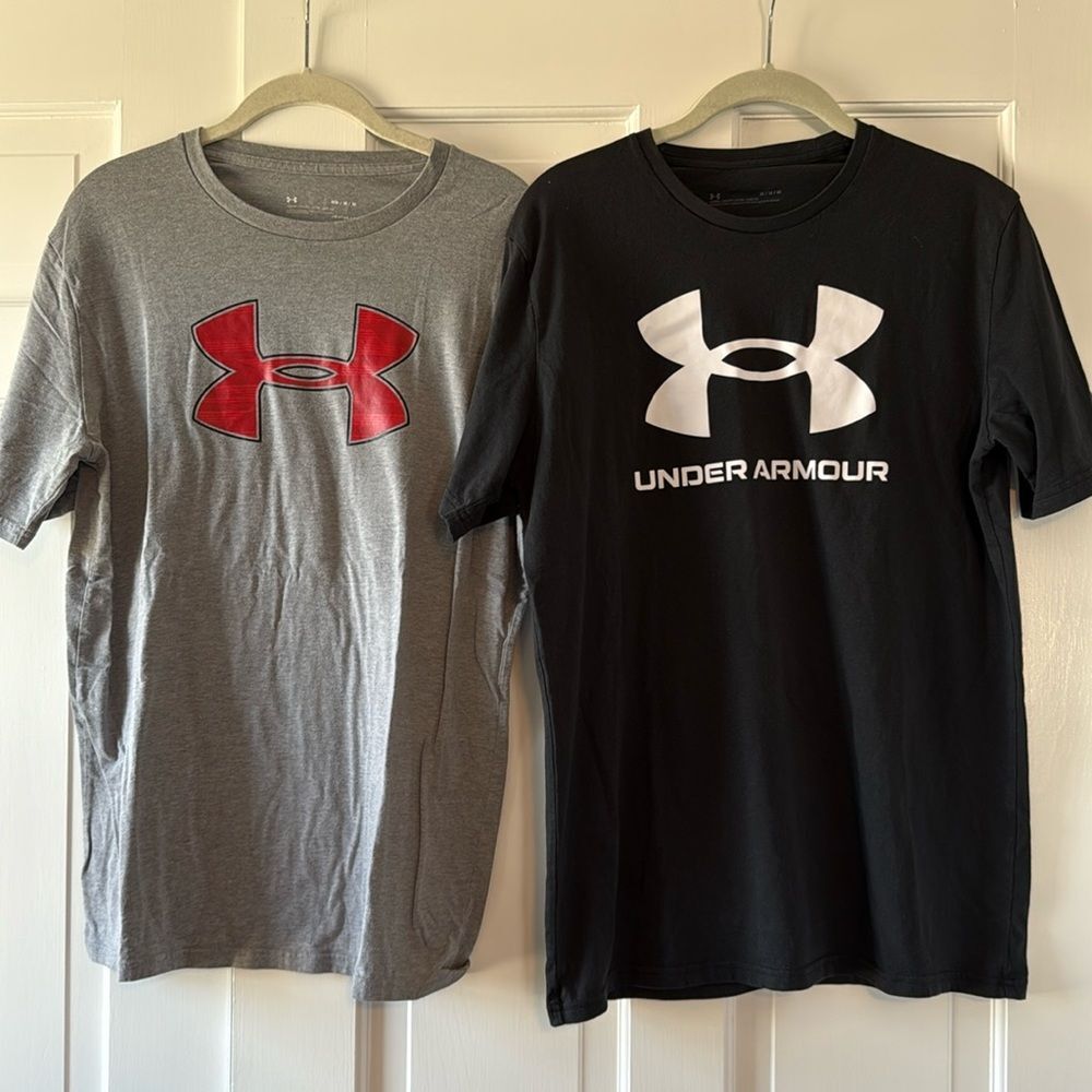 UNDER ARMOUR T-SHIRT BUNDLE ATHLETIC WICKING MEN MEDIUM BLACK GRAY LOGO